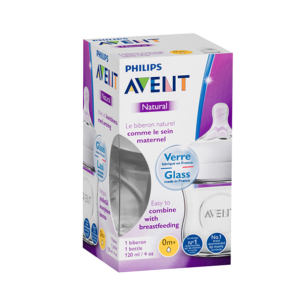Avent Natural Bottle Glass 0M+, 120Ml